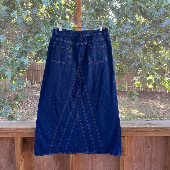 i.e. relaxed Women's Vintage Blue Denim Maxi Skirt Size 12 30" Waist - Picture 2 of 9
